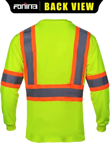 Miniatura 3 de FONIRRA Paquete de 3 camisetas de seguridad de manga larga reflectantes de alta visibilidad, camisas de trabajo de construcción ANSI Clase 3