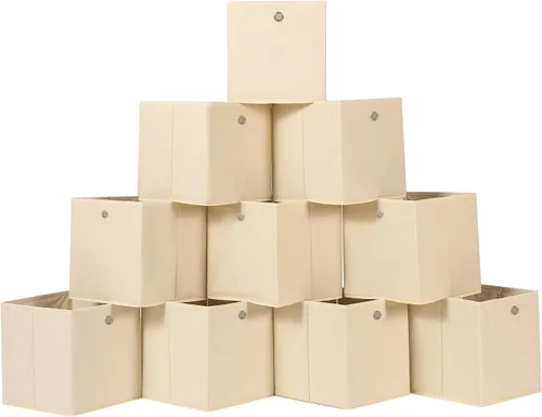 Miniatura 37 de Cubos de Almacenamiento Plegables Negros Contenedores, Cubos de Almacenamiento de Tela de 11 Pulgadas, Cajas de Almacenamiento de Tela, Cubos