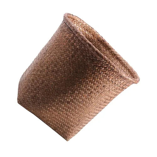 Miniatura 8 de FOMIYES Papelera tejida con pajilla, de mimbre, para el hogar, oficina, dormitorio, 9.4 pulgadas