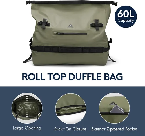 Miniatura 5 de Haimont Mochila Duffel Grande Impermeable con Parte Superior Enrollable, Bolsa Duffel Seca de Servicio Pesado para Navegación, Viajes, Camping