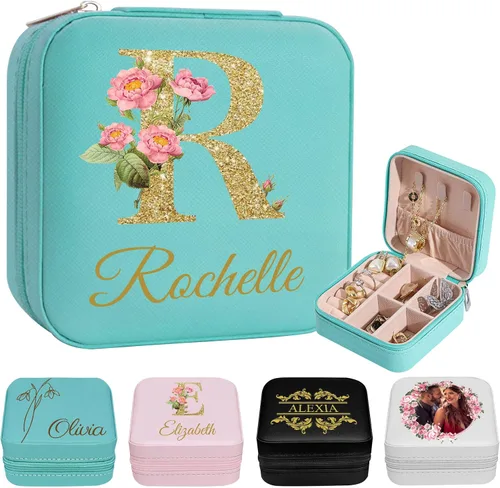 Miniatura 21 de Joyero de viaje personalizado para mujer, foto personalizada, nombre, logotipo, joyero, regalo de dama de honor, boda, cumpleaños