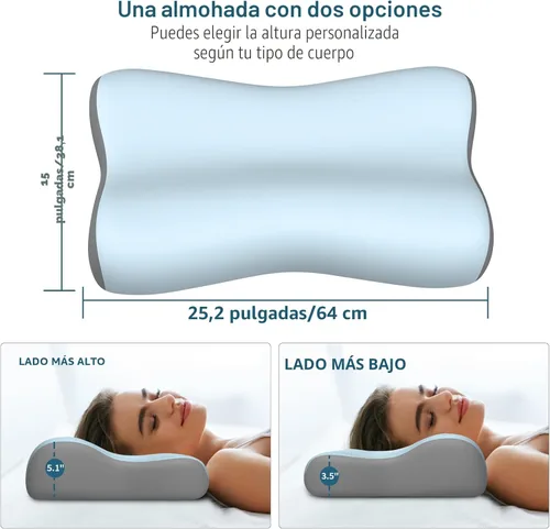 Miniatura 5 de Almohada cervical para el cuello, almohadas de espuma viscoelástica de contorno para aliviar el dolor de cuello, almohada ergonómica para dormir