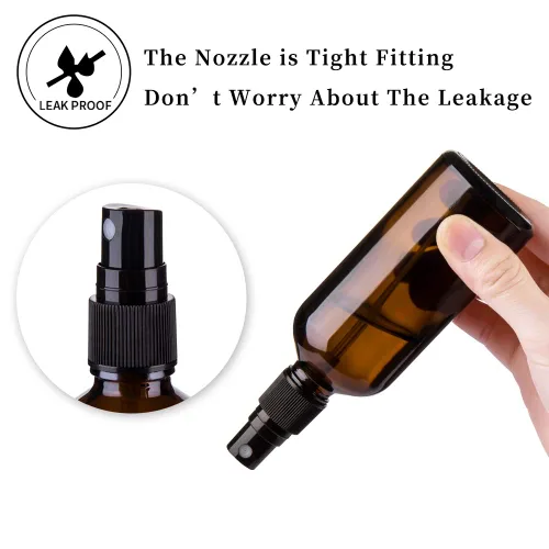 Miniatura 3 de Hydior Botella de spray de vidrio ámbar de 4 onzas para aceite esencial, botella de spray vacía de niebla fina, paquete de 6