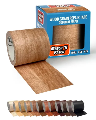 Miniatura 14 de MATCH 'N PATCH Cinta de Reparación de Veta de Madera Realista - Cinta Adhesiva Duradera Multiusos para Muebles, Pisos, Gabinetes, Ventanas, Puertas