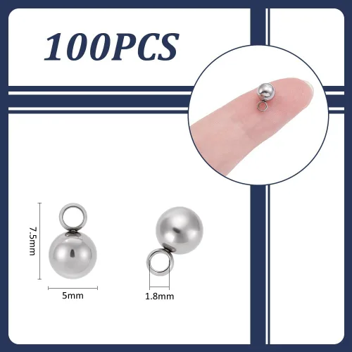 Miniatura 3 de PH PandaHall 100 colgantes redondos de acero inoxidable de 0.059 pulgadas (0.059 pulgadas), dijes para bricolaje para mujer, fabricación de joyas