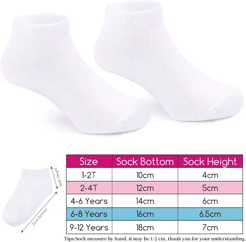 Miniatura 4 de Auranso 15 pares de calcetines deportivos de corte bajo para niños y niñas