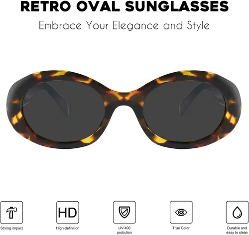 Miniatura 2 de mosanana Gafas de sol ovaladas retro de moda para mujer estilo de los años 90 MS52371