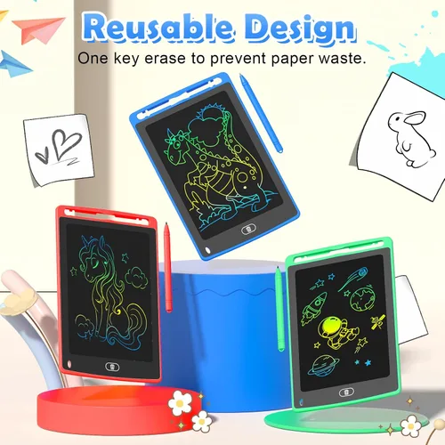 Miniatura 6 de Paquete de 3 tabletas de escritura LCD para niños, tableta de dibujo de garabatos colorida de 8.5 pulgadas, juguetes educativos de aprendizaje