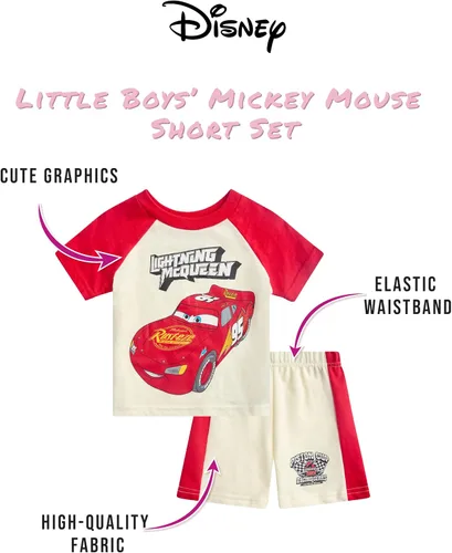 Miniatura 20 de Disney Conjunto de 2 piezas de camiseta y pantalones cortos de manga corta de Mickey Mouse Lightning McQueen Toy Story (12M-24M)
