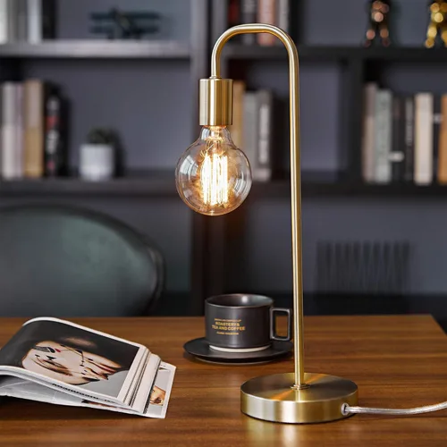 Miniatura 3 de GLOBE Electric 67433 Holden - Lámpara de mesa de 18 pulgadas, latón mate, moderna, mesita de noche, decoración de dormitorio, sala de estar, luz