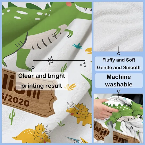 Miniatura 150 de Artsadd Manta de bebé personalizada para niños y niñas con nombre, manta personalizada con nombre de bebé con patrón de unicornio, manta
