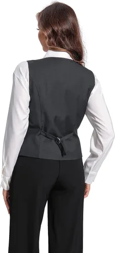 Miniatura 5 de Foucome Chaleco de doble botonadura para mujer, chaleco elegante con cuello de solapa