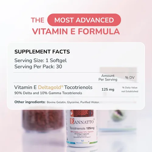 Miniatura 3 de WELLNESS EXTRACT Eannatto Tocotrienoles Suplementos de vitamina E sin tocoferol, sin OMG, sin gluten y antioxidante (125 mg 30 cápsulas blandas)