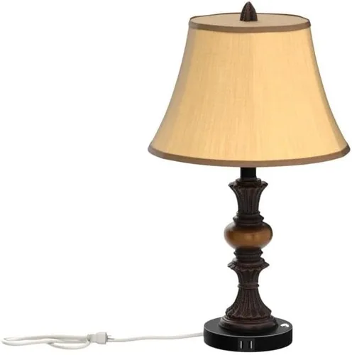 Miniatura 4 de Juego de 2 lámparas de mesa tradicionales con control táctil, lámparas de noche vintage con puertos de carga USB duales, lámparas de escritorio