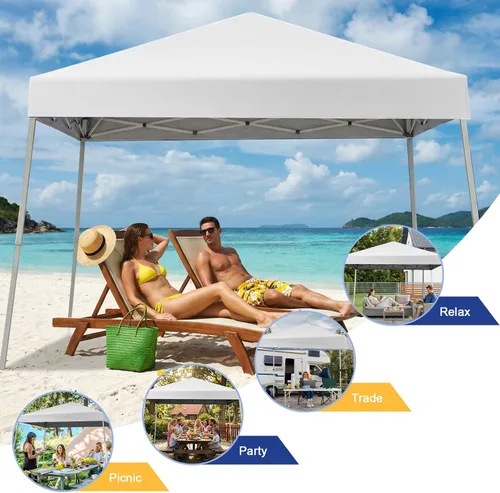Miniatura 6 de Tienda de campaña, toldos para exteriores de 10 x 10 pies, patas inclinadas con bolsa de transporte, toldo para playa, terraza, patio trasero