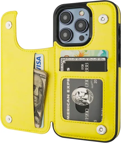 Miniatura 7 de ONETOP Funda tipo cartera compatible con iPhone 15 Pro con soporte para tarjetas, funda de piel sintética con ranuras para tarjetas, doble cierre