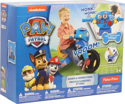 Miniatura 6 de Fisher-Price Triciclo para niños pequeños de Nickelodeon Paw Patrol con luces y sonidos, bicicleta de juguete con empuñaduras de manillar