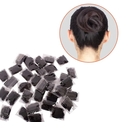 Miniatura 2 de WeKen Paquete de 20 redes para el cabello con borde elástico invisible, 19.7 in, 20 pulgadas, color negro