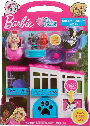 Miniatura 6 de Barbie Pet Dreamhouse juego de 2 caras, 10 piezas, incluye mascotas y accesorios, juguetes para niños de 3 años en adelante de Just Play