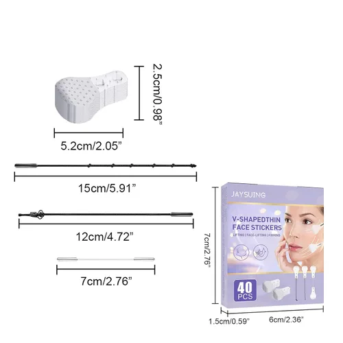 Miniatura 5 de Kit de 160 cintas invisibles para levantar la cara, 120 calcomanías de cinta de elevación en forma de V para arrugas, papada, papada doble y 40