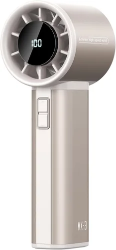 Miniatura 10 de Ventilador turbo portátil de mano, mini ventilador personal ajustable, funciona con batería recargable USB-C, pantalla digital, ultra silencioso