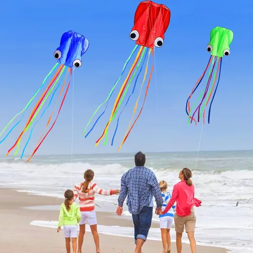 Miniatura 3 de Hengda Kite Soft Octopus Kite Series, Beautiful Kite with Long Colorful Tail for Kids and Adults, Easy to Fly Beach Kites, Excellent Outdoor
