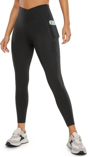 CRZ YOGA Butterluxe - Leggings de entrenamiento con cintura cruzada para mujer, con bolsillos, 25 pulgadas, cintura alta en V, pantalones de yoga
