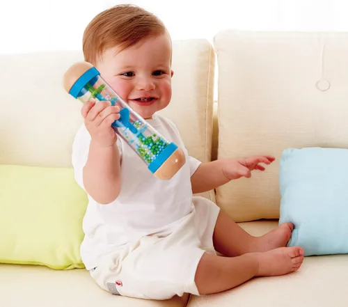 Miniatura 4 de Hape Gotas de Lluvia con Cuentas Mini Juguete Musical de Madera Agitador y Sonajero Hacedor de Lluvia, Azul, Número de Modelo: E0328B