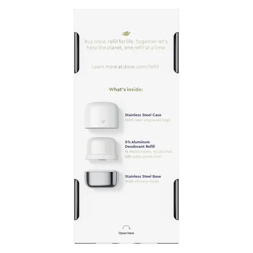 Miniatura 2 de Kit de inicio de desodorante recargable Dove para mujeres con aroma a coco y jazmín rosa, 0% aluminio, 1.13 oz
