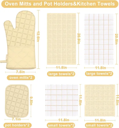 Miniatura 2 de Juego de agarraderas para horno y paños de cocina/Toallas de cocina y paños de limpieza, guantes de horno y toallas de cocina de 500 grados