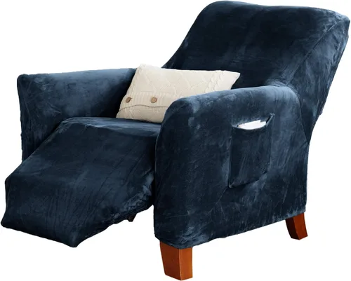 Miniatura 12 de Great Bay Home Funda elástica de felpa de terciopelo para silla con brazo, protector de muebles de silla de terciopelo, suave, antideslizante, alta