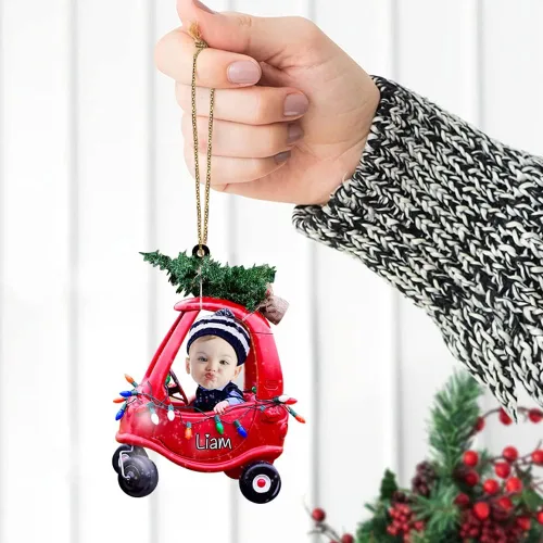Miniatura 7 de IZI POD Foto personalizada con nombre de adorno de bebé, adorno personalizado de automóvil de Navidad para decoración de árbol de Navidad, regalo