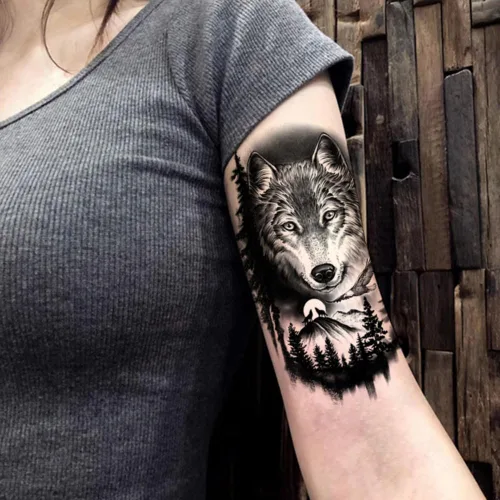 Miniatura 2 de 2 hojas de tatuajes temporales de león, cruz de Jesús, para hombres y mujeres, religiosas, calcomanías falsas de tatuaje, realista, blanco y negro