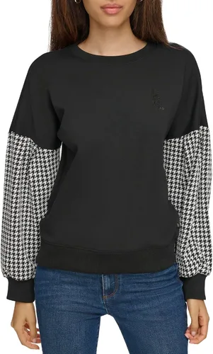 Miniatura 2 de Karl Lagerfeld Paris Blusa de manga larga con detalle de pata de gallo para mujer