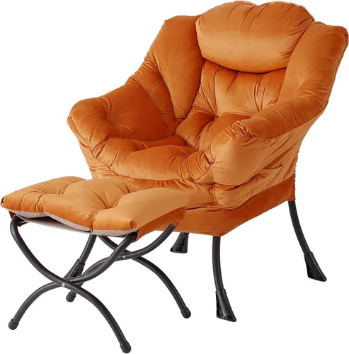 Miniatura 11 de Welnow - Silla perezosa con otomana, moderna silla de descanso con reposabrazos y bolsillo lateral, juego de sillón tapizado de ocio, sillón