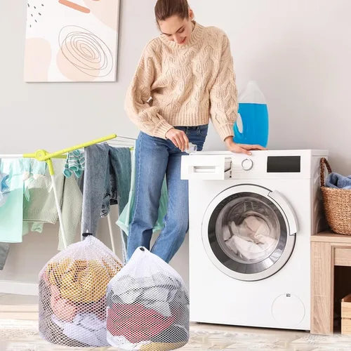 Miniatura 4 de 2 bolsas de malla para ropa sucia para calcetines, lavables a máquina, con diseño de cordón, bolsas de malla para lavado de ropa sucia con cordón