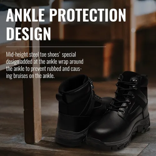 Miniatura 4 de Jousen Botas de acero con punta para hombre, impermeables, de combate, tácticas, militares, aisladas, botas de trabajo para hombres