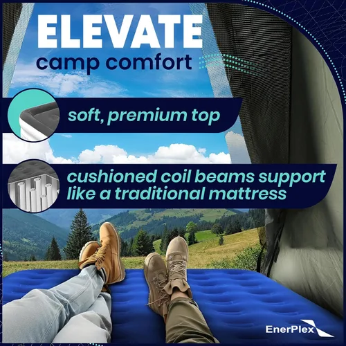 Miniatura 8 de EnerPlex Colchón de Aire para Acampar con Bomba Incorporada - Colchón Inflable Twin para Huéspedes de Viaje - Cama Portátil para Adultos y Niños