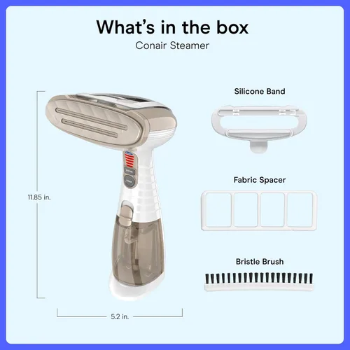 Miniatura 7 de Conair Vaporizador de ropa de mano para ropa, vaporizador de tela Turbo ExtremeSteam 1875W, diseño portátil de mano, vapor penetrante fuerte, Blanco