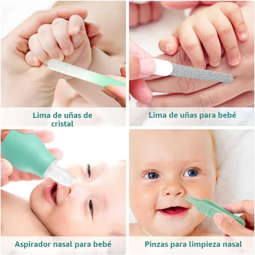 Miniatura 6 de Kit de aseo para bebé, juego de cuidado de seguridad para bebés con cepillo de pelo, peine, cortaúñas, aspirador nasal, kit de artículos esenciales
