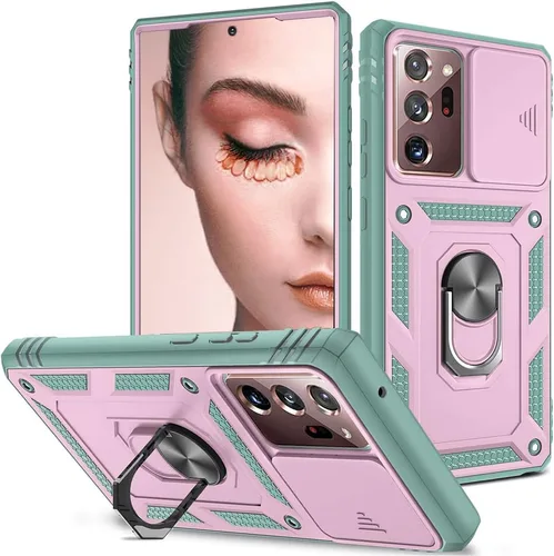 Miniatura 16 de Funda para Samsung Galaxy S22 Ultra 5G con ranura para tarjetero de cámara deslizante, grado militar, resistente, a prueba de golpes, funda de tres