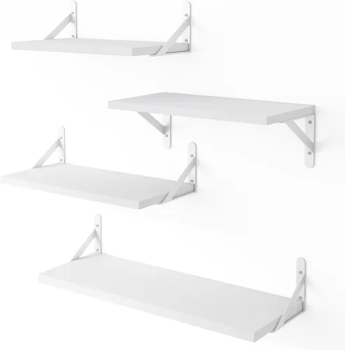 Miniatura 9 de YGEOMER - Estantes flotantes, juego de 4 unidades, color negro carbonizado, multifuncionales, montaje en pared, estantes para sala de estar, baño