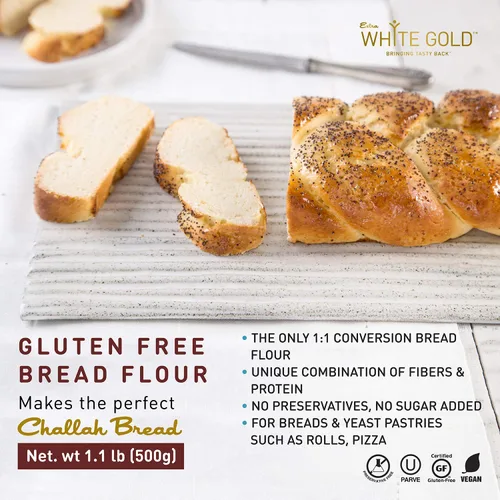 Miniatura 7 de Mezcla de harina de pan de oro blanco extra libre de gluten – Para panes, pasteles con levadura, pizza, focaccia – [Kosher] [Sin gluten] [vegano]