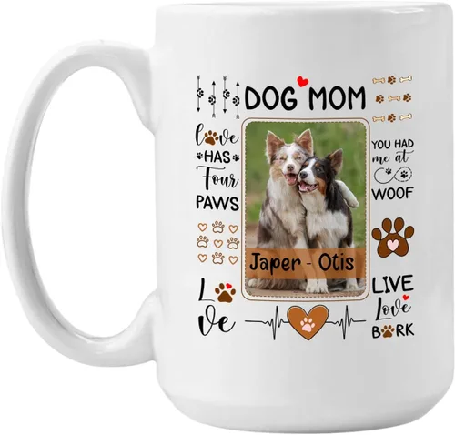 Miniatura 14 de Taza de café con imagen de perro y mamá, taza de café de 11 onzas y 15 onzas, taza de café personalizada para mamá de perro, tazas para dueños