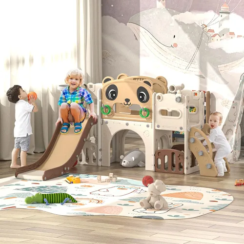 Miniatura 5 de NYEEKOY Juego de tobogán y escalador 9 en 1 para niños pequeños, independiente para interiores y exteriores, tobogán para niños de 1 a 8 años, patio