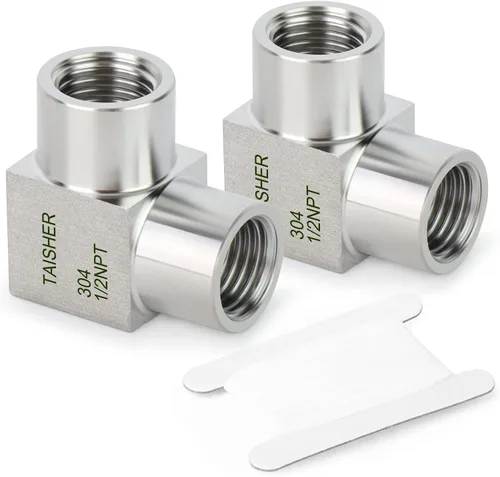 Miniatura 20 de TAISHER 2 piezas de acero inoxidable 304 cuadrado codo Barstock Street de 90 grados, tubo hembra NPT de 1/8 pulgadas a tubo hembra NPT de 1/8