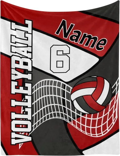 Manta deportiva de voleibol personalizada con nombre, manta de forro polar suave para niñas y niños, recién nacidos, regalo de cumpleaños, 40 x 50