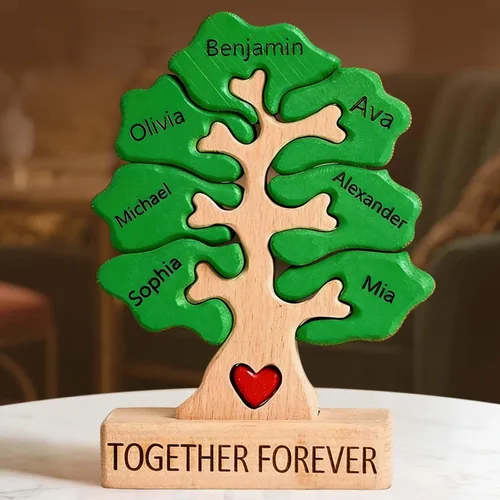 Miniatura 27 de Rompecabezas de oso de madera personalizado con apellidos de 1 a 8 familiares, escultura personalizada con nombre de familia, ideal para Navidad
