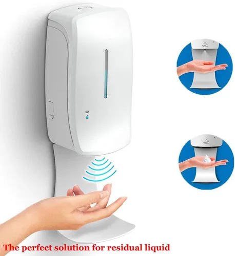 Miniatura 5 de Jefaniim Bandeja de goteo para dispensador automático de jabón, soporte de pared y dispensador de desinfectante de manos, 2 piezas, color blanco