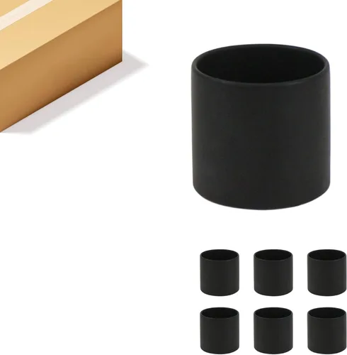 WGVI Jarrón cilíndrico de cerámica negro mate de 6.5" pulgadas de ancho y 6" pulgadas de alto, arreglos florales, portavelas, maceta de terrario,
